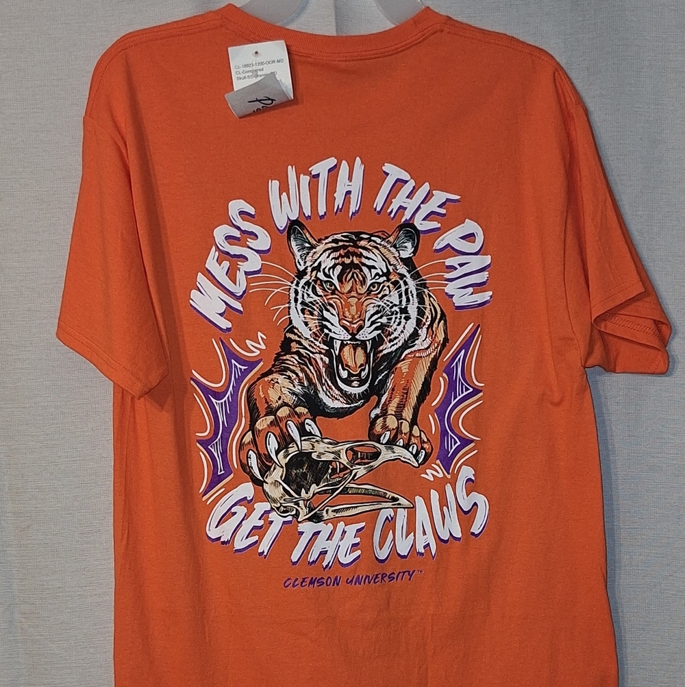 Orange Clemson T-Shirt with White Paw Print #15